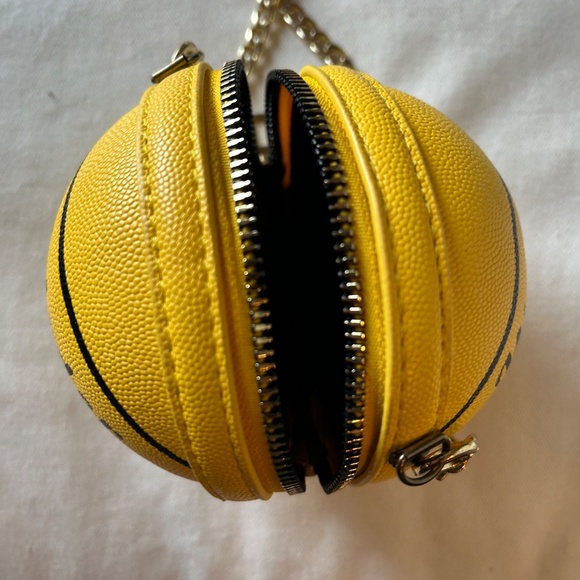 Yellow "Waiober" Basketball Crossbody Purse - Missing Zipper Pull - Picture 5 of 5